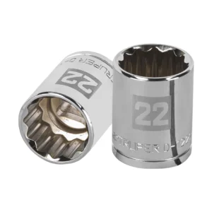 Dado milimétrico 1/2" estriado 22mm."TRUPER" D-1222-EM