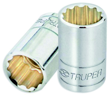 Dado milimétrico 1/2" estriado 28mm."TRUPER" D-1228-EM