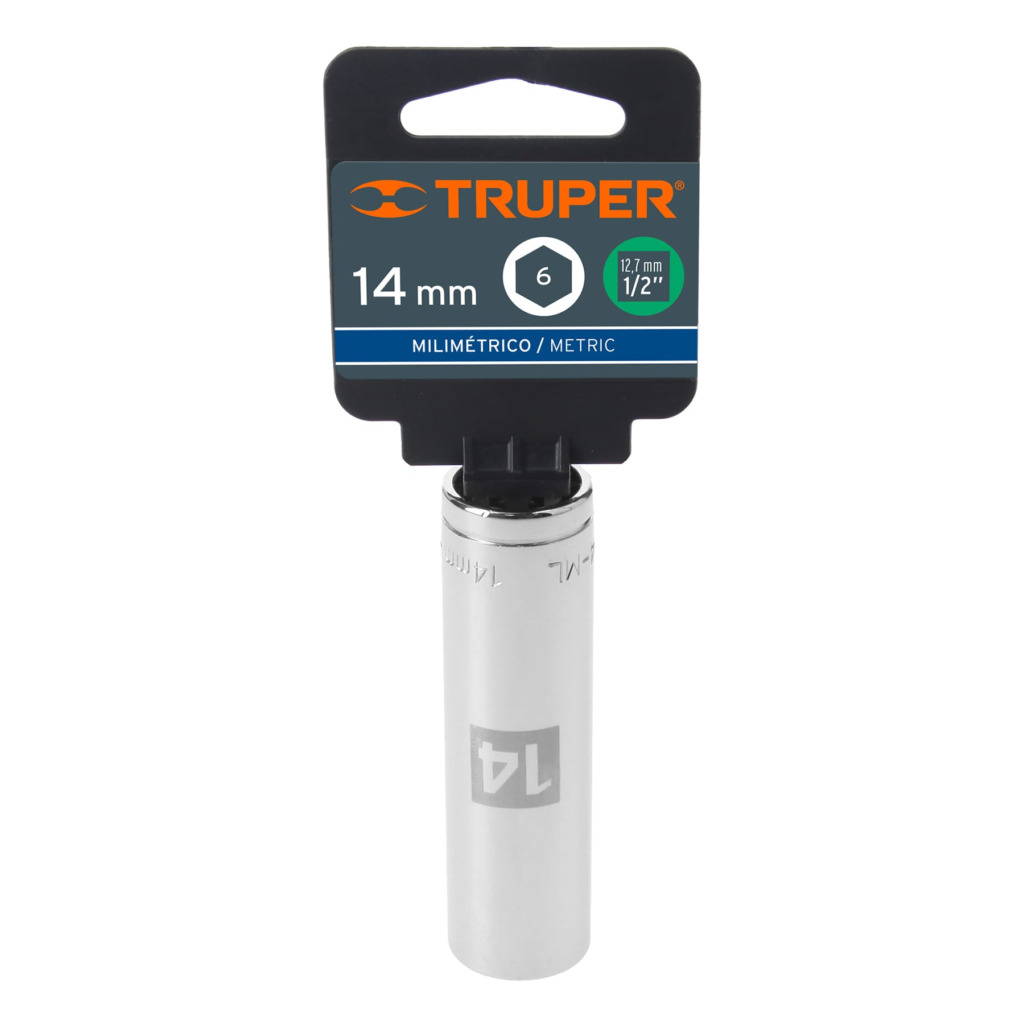 Dado largo milimétrico 1/2" 6 puntas 14mm"TRUPER" D-1214-ML