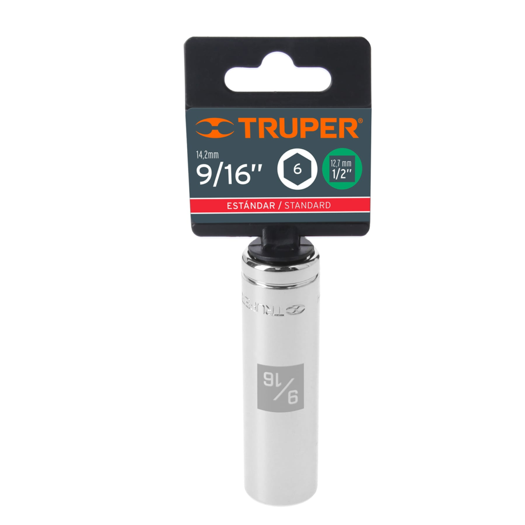 Dado largo 1/2" 6 puntas 9/16" "TRUPER" D-1218-HL
