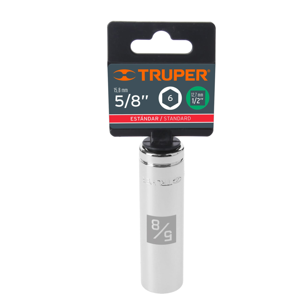 Dado largo 1/2" 6 puntas 5/8" "TRUPER" D-1220-HL