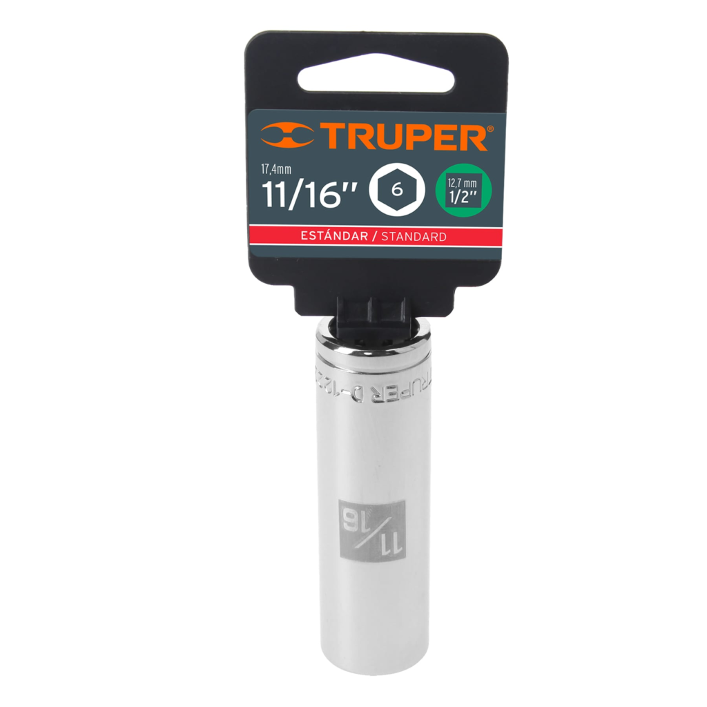 Dado largo 1/2" 6 puntas 11/16" "TRUPER" D-1222-HL
