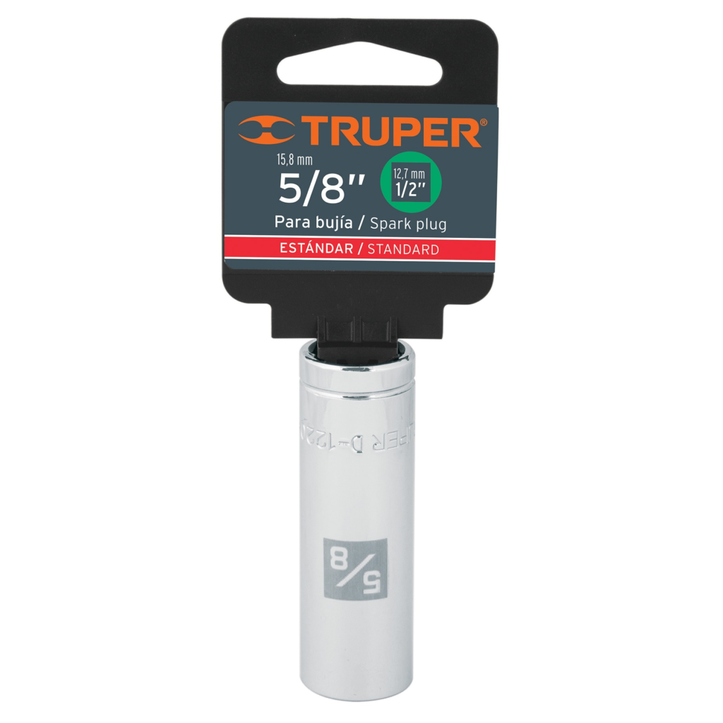 Dado p/bujías  5/8" - enc.1/2" "TRUPER" D-1220-50L