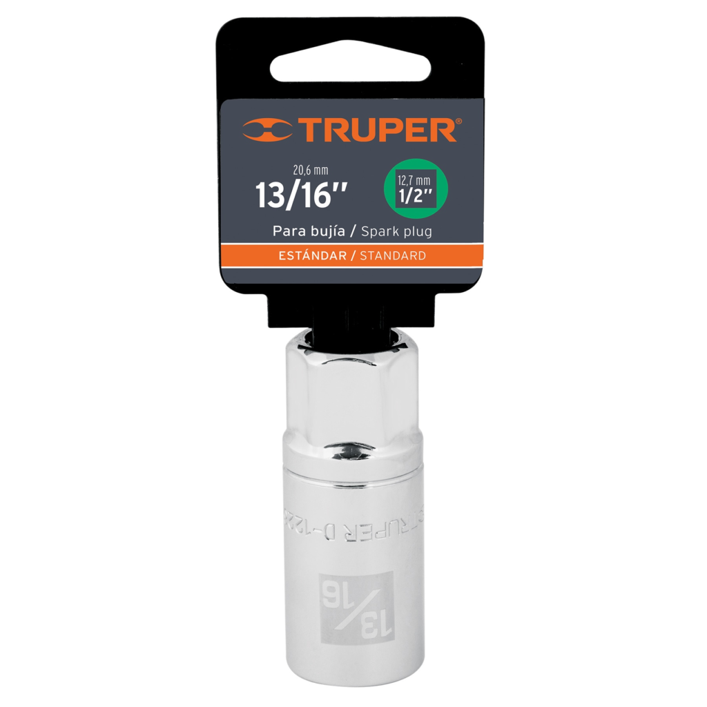 Dado p/bujías 13/16" - enc.1/2" "TRUPER" D-1226-HPAL
