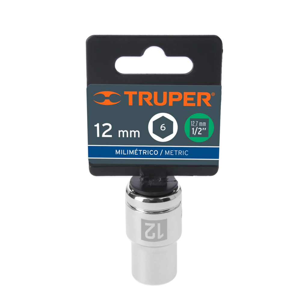Dado milimétrico ½" 6 puntas de 12mm. "TRUPER" D-1212-M