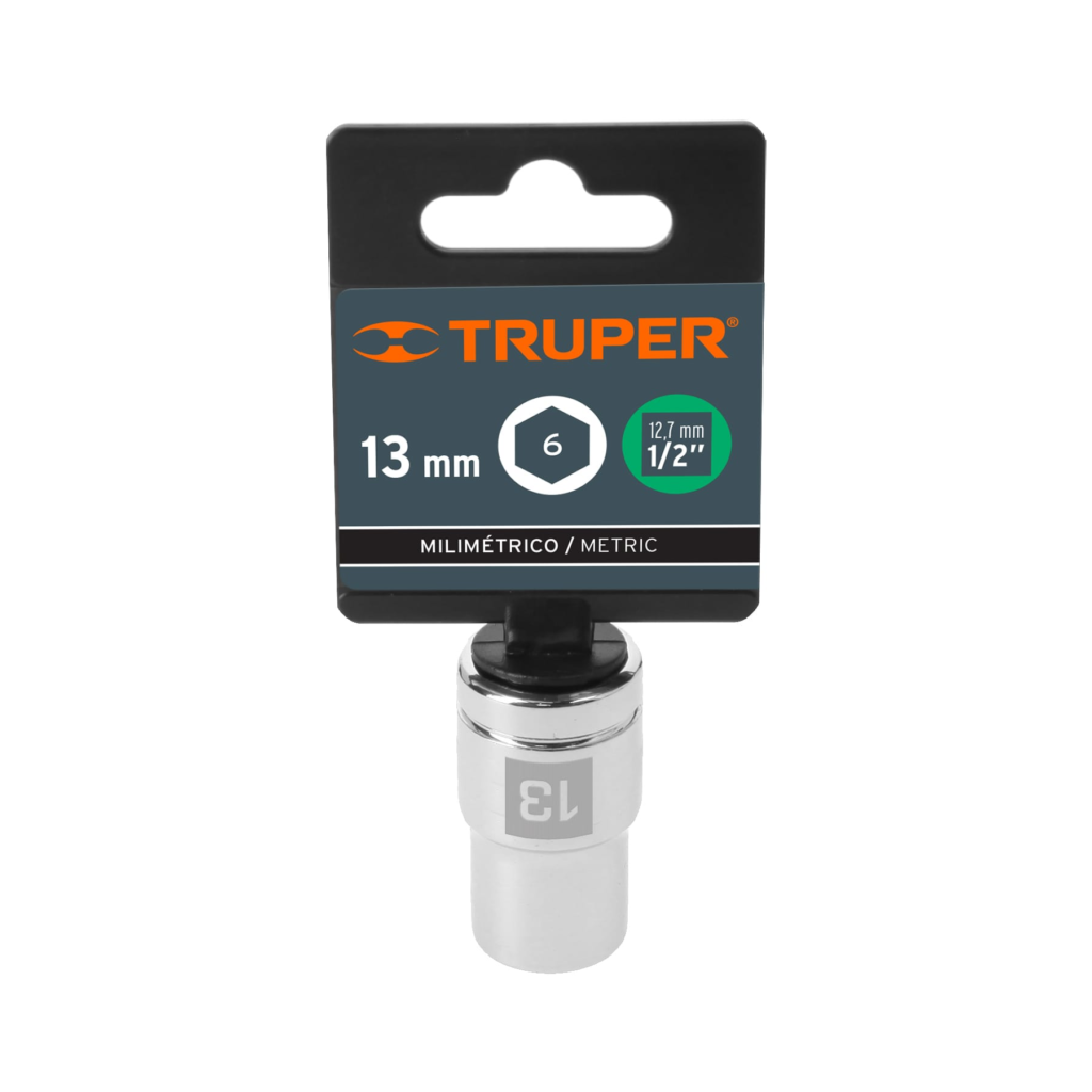 Dado milimétrico ½" 6 puntas de 13mm. "TRUPER" D-1213-M