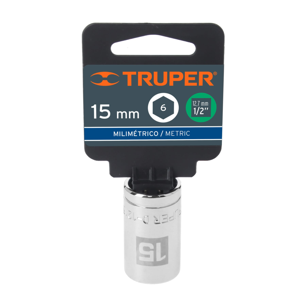 Dado milimétrico ½" 6 puntas de 15mm. "TRUPER" D-1215-M