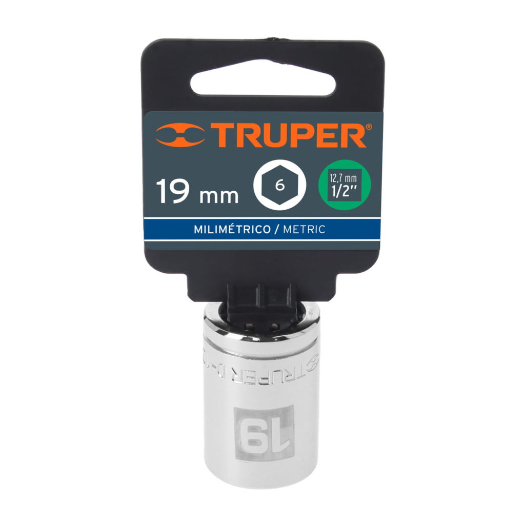 Dado milimétrico ½" 6 puntas de 19mm. "TRUPER" D-1219-M
