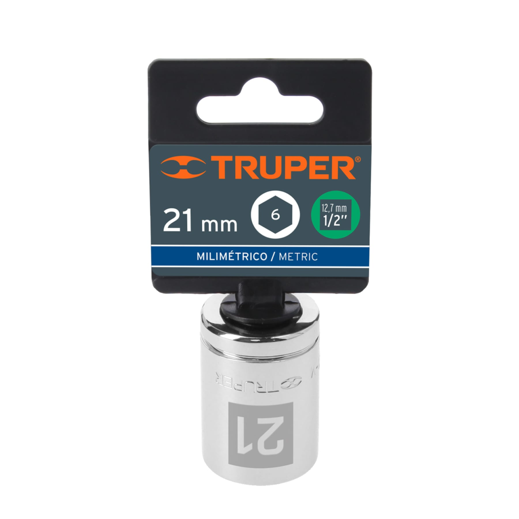 Dado milimétrico ½" 6 puntas de 21mm. "TRUPER" D-1221-M