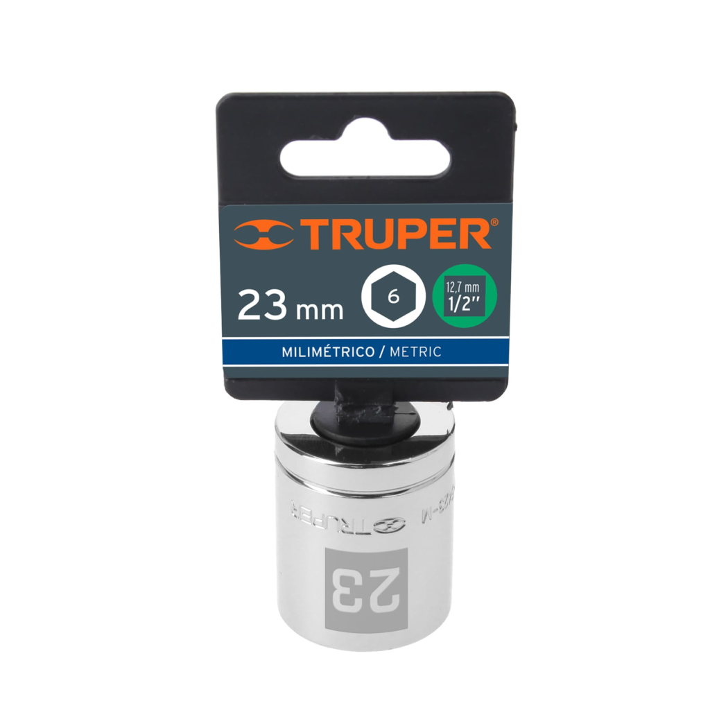 Dado milimétrico ½" 6 puntas de 23mm. "TRUPER" D-1223-M