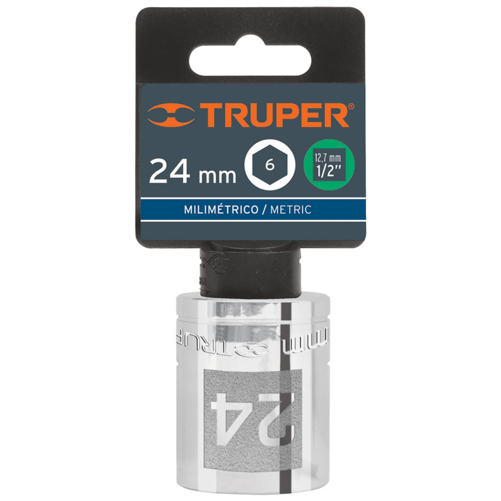 Dado milimétrico ½" 6 puntas de 24mm. "TRUPER" D-1224-M
