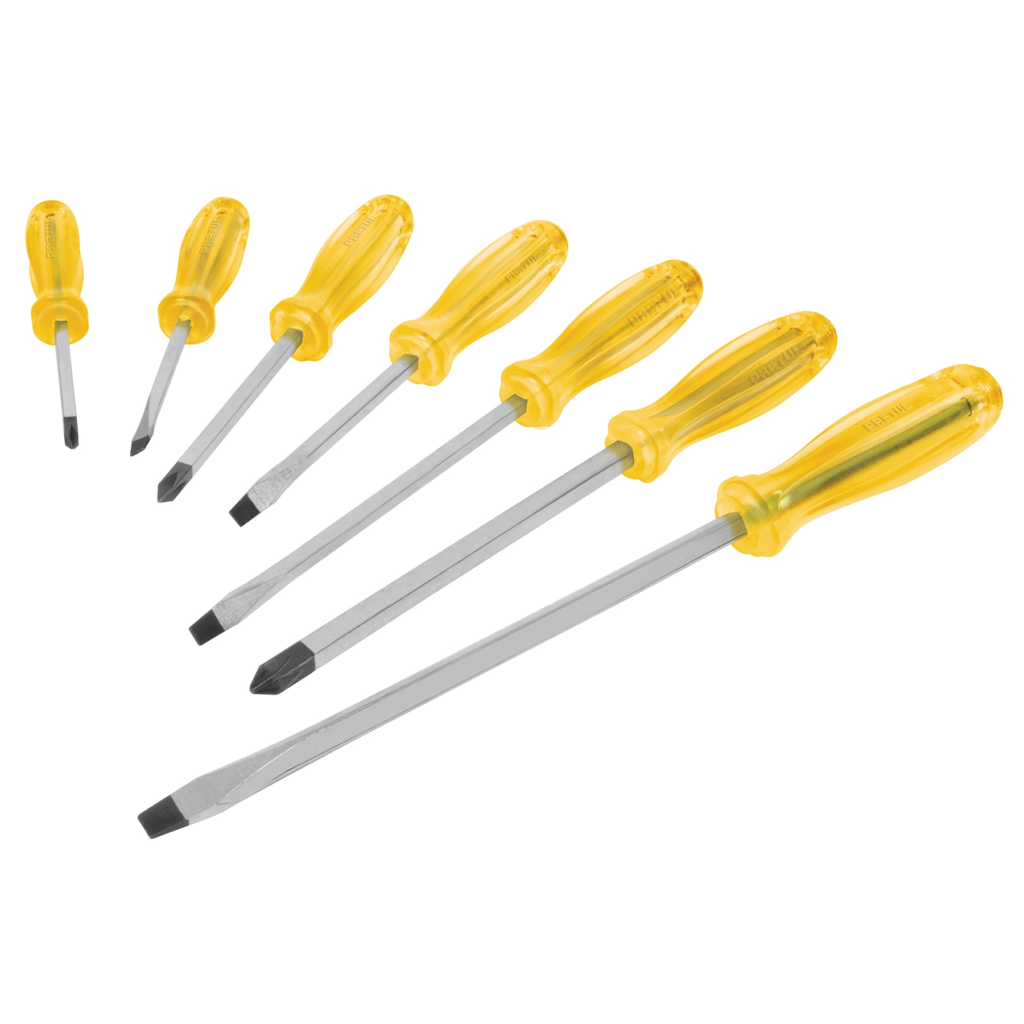 Jgo 7 Dest de golpe(4Pal,3Phi)mango PVC ambar"PRETUL"J-DIMP7