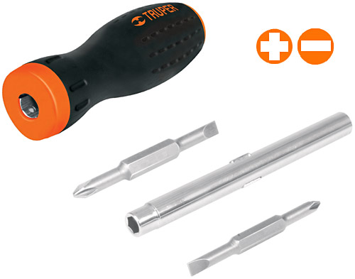 Destornil.c/4ptas intercam.(pal.3/16,1/4 phi.1,2)"TRUPER"DT4