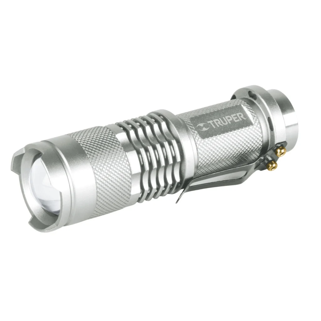 Linterna aluminio 1Led(40lúm)-100mt,inc.pila"TRUPER"LINA-1AA
