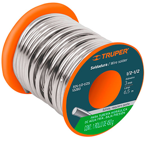 Sold.estaño 3mmTub.bj.Pr.C/past.450g/6,5m"TRUPER"SOL1/2-1/2S