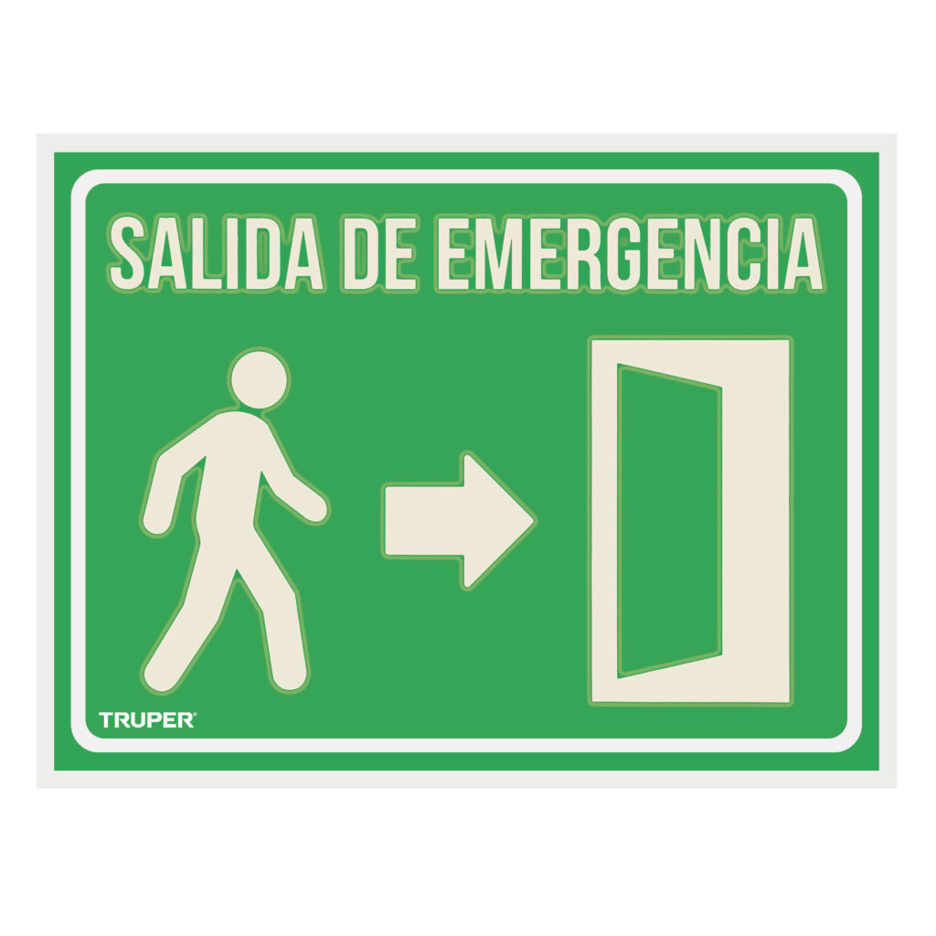 Letrero Salida de emergencia 21x28cm Fotolum."TRUPER" LIN-04
