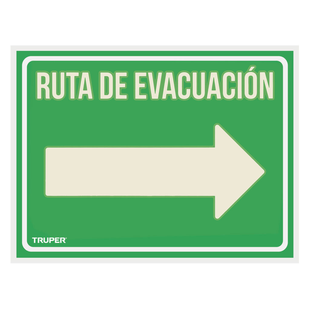 Letrero Ruta Evacuación Der. 21x28cm Fotolum."TRUPER" LIN-05