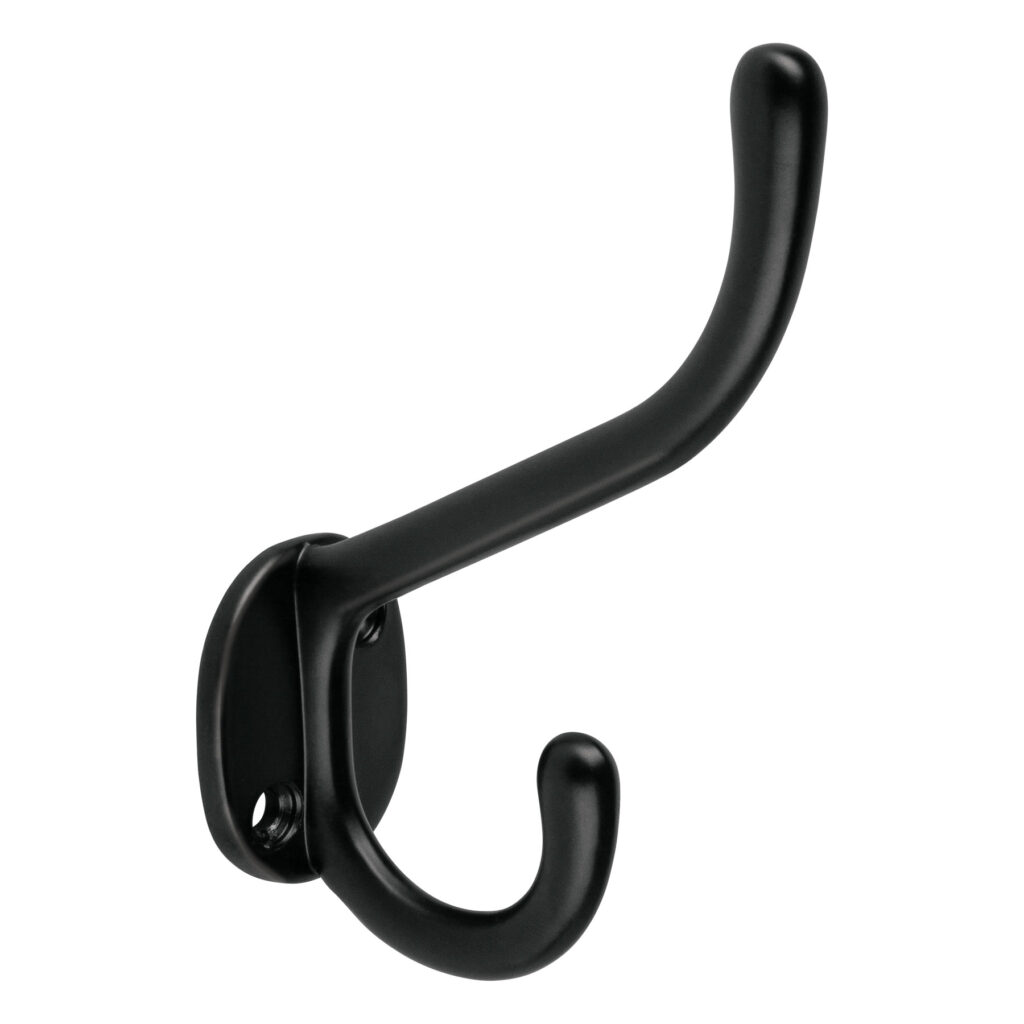 Gancho percha doble Zamác Negro, vertical "HERMEX"PEPU-16