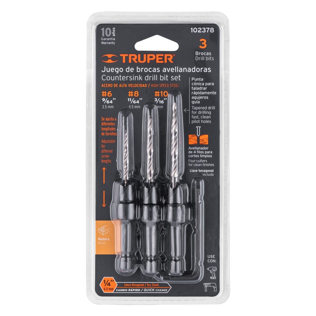 Jgo 3 mechas avella. madera cónica(T6-T8-T10)"TRUPER"JBAM-3