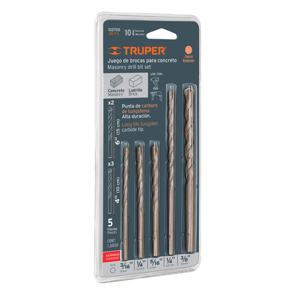 Jgo.5mechas p/mam(5-6,5-8x100mm;6,5-9,5x150mm)"TRUPER"JBCT-5