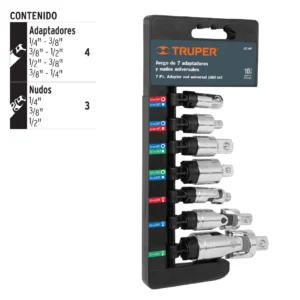 Jgo 7 adaptad/unión universal(1/4-3/8-1/2")"TRUPER"JGO-AN7 - Image 1