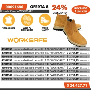 Oferta mensual N°8 Mayo 2025 (Bota de campo WORKSAFE)