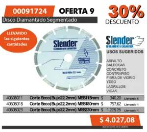 Oferta mensual N°9 Julio 2025(Disco Diam.Segment.SLENDER)