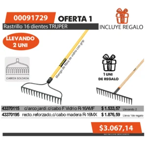 Oferta mensual N°1 Agosto 2025 (Ratrillo 16dtes TRUPER)