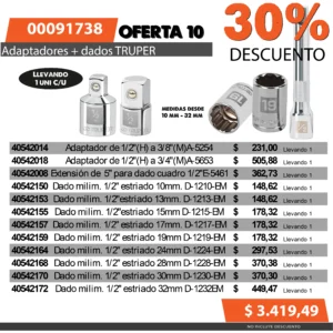 Oferta mensual N°10 Agosto 2025(Adaptadores+dados TRUPER)