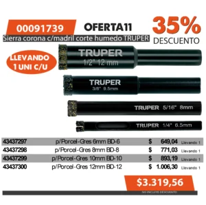 Oferta mensual N°11 Agosto 2025(Sie.corona c/mandril TRUPER)